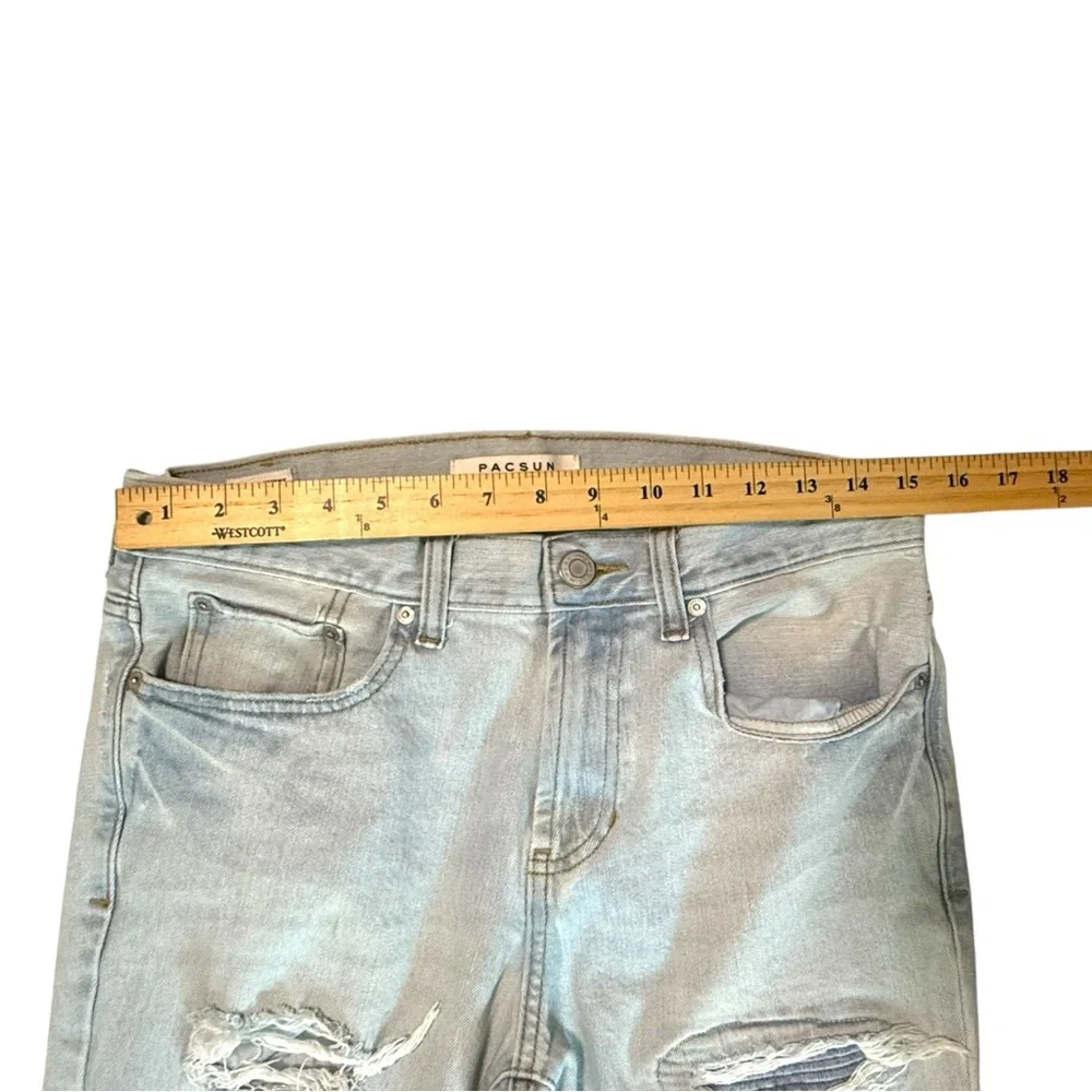 PACSUN Light Blue Stacked Skinny Distressed Men's Jeans - Picture 4 of 7